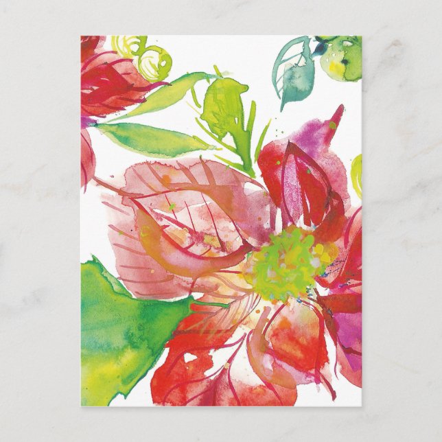 Söt Poinsettia | Bright Neon Vykort (Framsida)