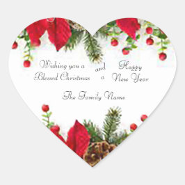 Söt Poinsettia Stickers Hjärtformat Klistermärke