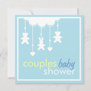 Söt pojk Mobile Par Baby Shower-inbjudan Inbjudningar