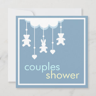 Söt pojk Mobile Par Baby Shower-inbjudan Inbjudningar