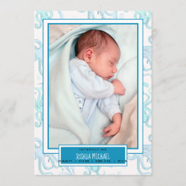 Söt pojkbebis bläckfisk havsjöliv födelseannons meddelande