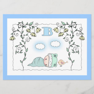 Söt pojke Baby shower inbjudan Baby och Fågel