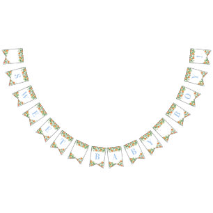 Söt Pojke Citrus Powder Blue Baby Shower Vimplar