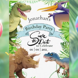Söt pojke dinosaurie födelsedagsinbjudan vykort