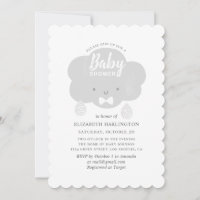 Söt pojke grå moln. Roligt grått baby shower regn