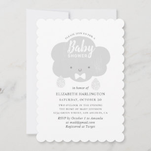 Söt pojke grå moln. Roligt grått baby shower regn Inbjudningar