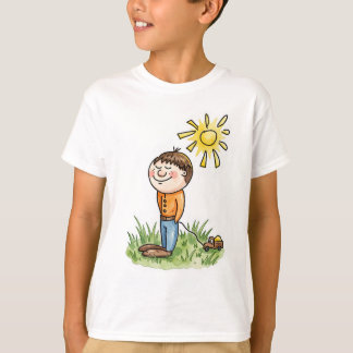 Söt pojke med leksongsbil barn t-shirt