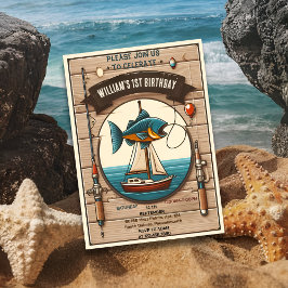 Söt pojke med tonbåt Fiskar med högskoleanknytning Inbjudningar