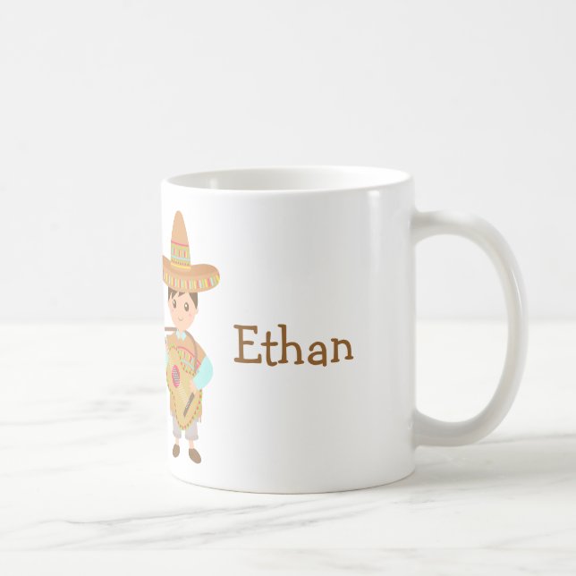 Söt pojke Mexikansk Sombrero Hatt Gitarr Fiesta Kaffemugg (Höger)