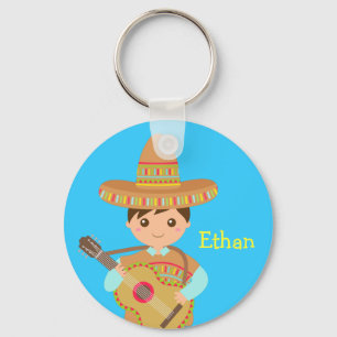 Söt pojke Mexikansk Sombrero Hatt Gitarr Fiesta Nyckelring