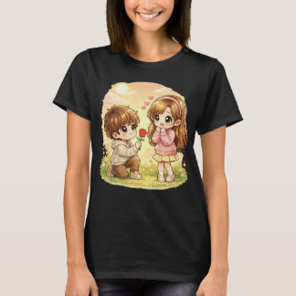 Söt pojke och flicka t-shirt