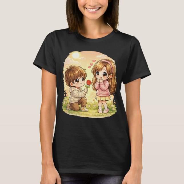 Söt pojke och flicka t-shirt (Framsida)