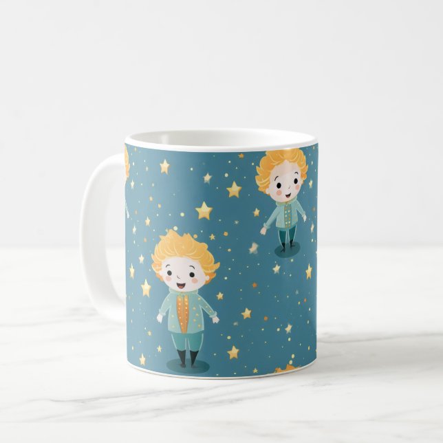 Söt pojke och stjärnmönster kaffemugg (Framsida vänster)