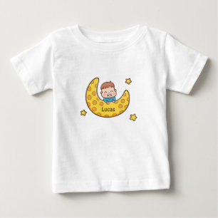 Söt pojke på månbaby-tej t shirt