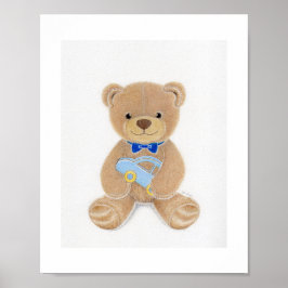 Söt pojke Teddybjörn Nursery Art Print Poster