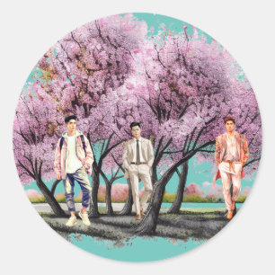 Söt pojkens Sticker Runt Klistermärke