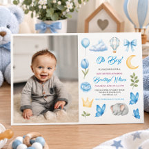 Söt pojkes elefantvattenfärg baby shower