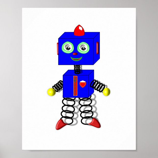 Söt pojkrum robot bildaffisch dekoration poster (Framsidan)