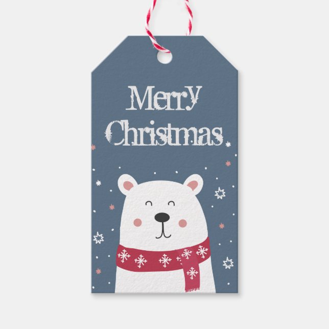 Söt Polar Björn med scarf Presentetikett (Framsidan)