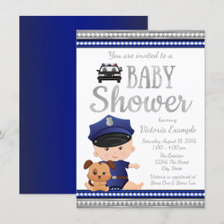 Söt polis bebis shower-inbjudan inbjudningar