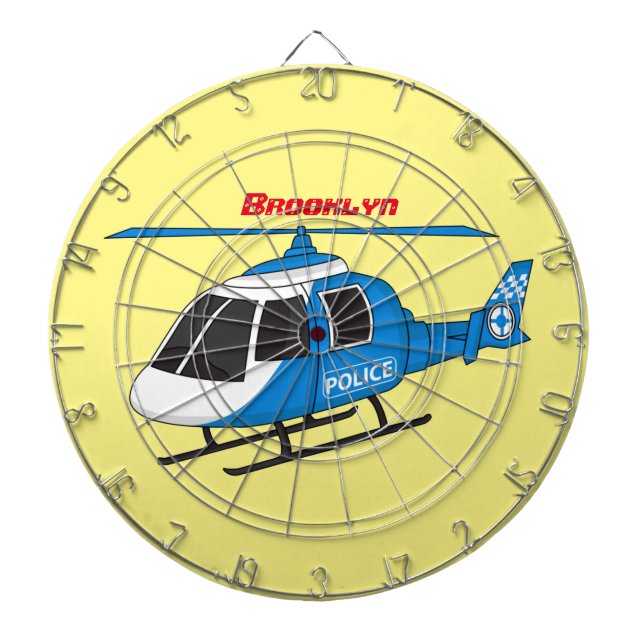 Söt polis helikopter tecknad serie darttavla (Framsidan)