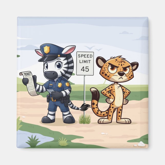 söt polis zebra & gepard magnet (Framsidan)