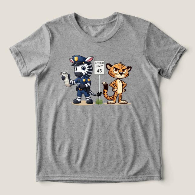 söt polis zebra & gepard t shirt (Design Framsida)