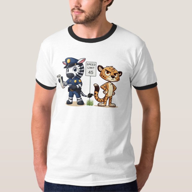 söt polis zebra & gepard t shirt (Framsida)