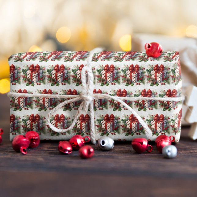 Söt Polka Dot Coquette Bow Jul Presentpapper (Skapare uppladdad)