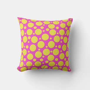Söt Polka Dot Dekorativ kudde i Rosa och Gult