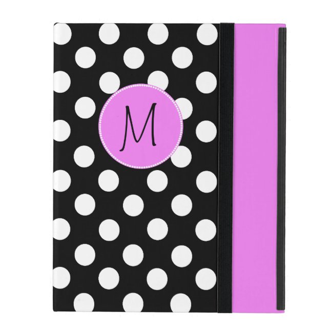 Söt Polka Dot Monogram iPad Case Skydd (Framsidan Closed)