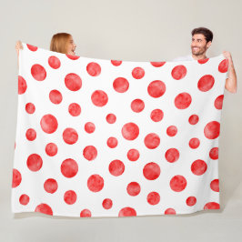 Söt polka dots i rött och vitt Cute modern Fleecefilt