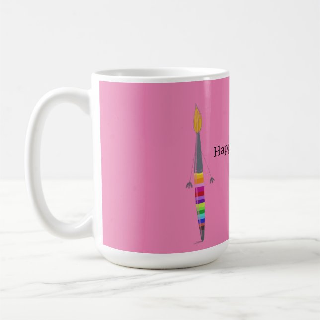 Söt Polly Paintbrush Illustration Kid Birthday Kaffemugg (Vänster)