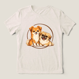 Söt Pomchi- och Pekingeserillustration av hundduo T Shirt