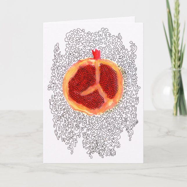 Söt Pomegranate Rosh HaShanah Greeting Card Helgkort (Framsida)