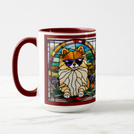 Söt Pomeranian-glasmålning kaffemugg