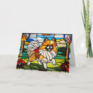 Söt Pomeranian Glasmosaik Kort
