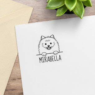 Söt Pomeranian Hund Anpassat Namn 1x1 Stämpel