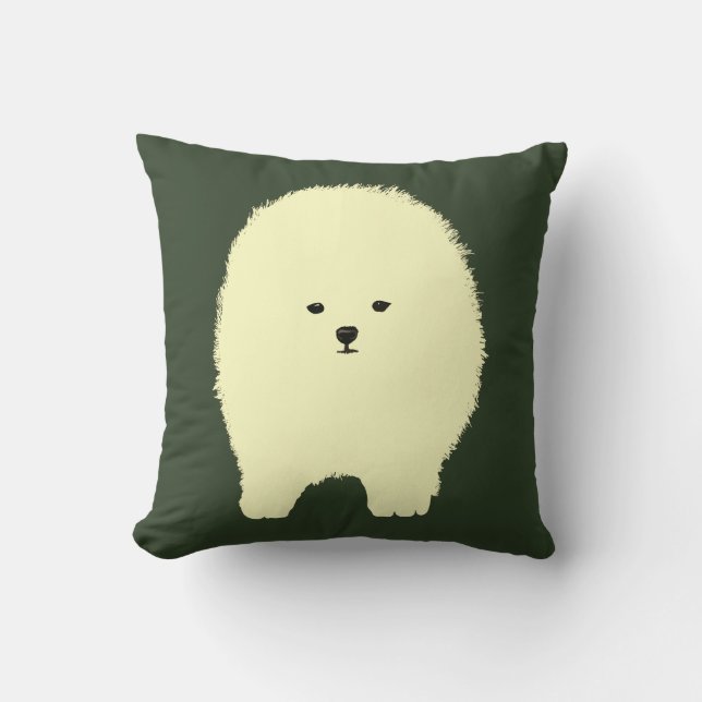 Söt Pomeranian Hund, Fluffig Husdjur Ritning Kudd Kudde (Framsida)