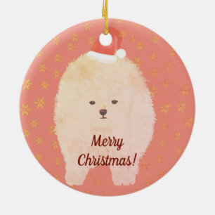 Söt Pomeranian hund keramisk dekoration