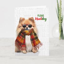 Söt Pomeranian Hund Roliga Lopp Navidog Jul Helgkort
