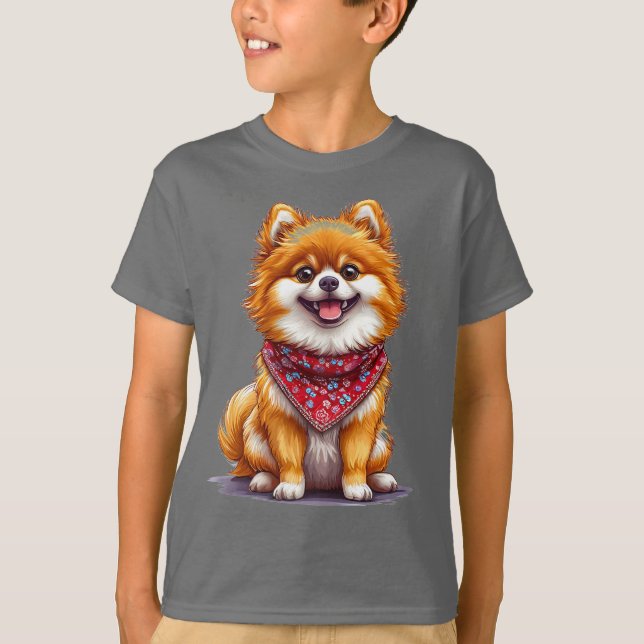 Söt Pomeranian Hund T-Shirt Present Till Katt- & H (Framsida)