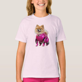 Söt Pomeranian Robot Barn T-Shirt
