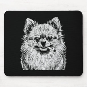 Söt Pomeranian Rökande Meme Hund Musmatta