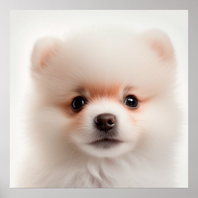 Söt Pomeranian Valp Hund Porträtt Poster (Framsidan)