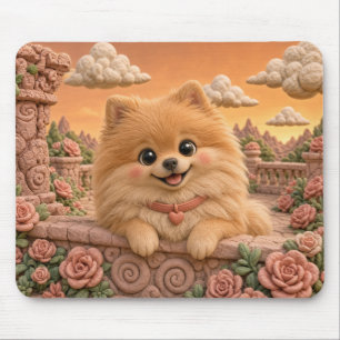 Söt Pomeranian-valp, liten hund Musmatta