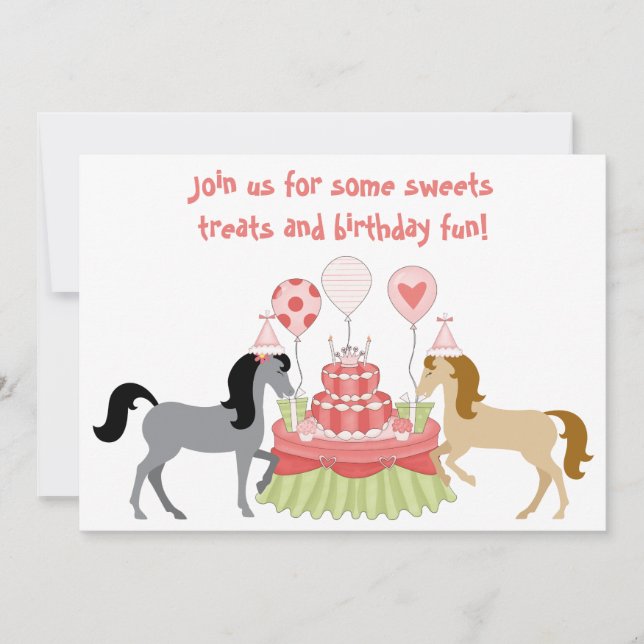 Söt Ponies Horse Birthday-inbjudan Inbjudningar (Framsida)
