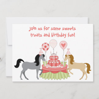 Söt Ponies Horse Birthday-inbjudan Inbjudningar