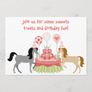 Söt Ponies Horse Birthday-inbjudan Inbjudningar