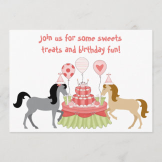 Söt Ponies Horse Birthday-inbjudan Inbjudningar